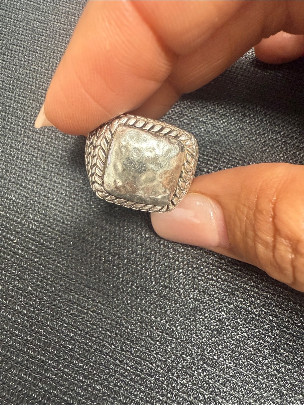 Hammered Sterling Silver Statement Ring - Women's Jewelry SZ 9
